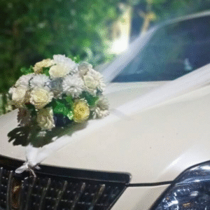Elegant White Car Bonnet Arrangement
