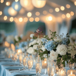 Serene Blue & White Table Centerpiece