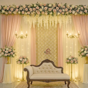 Vintage Gold & White Wedding Stage