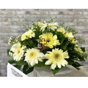 Gentle Yellow Gerbera Sympathy Spray
