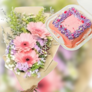 Bright Pink Gerbera & Purple Frosting Bento Set