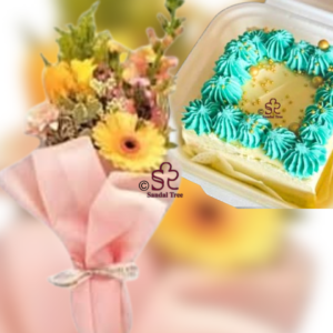 Sunny Yellow Flower & Teal Bento Cake Combo