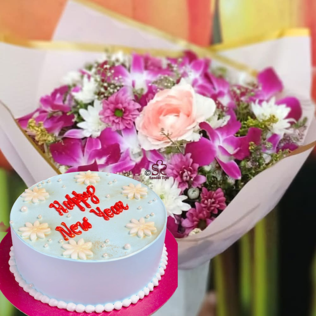 Bright & Bold Celebration - (Only scheduled orders are accepted for the bouquet with the cake. Must contact us at 0760704183 2 days prior to ordering this product.)