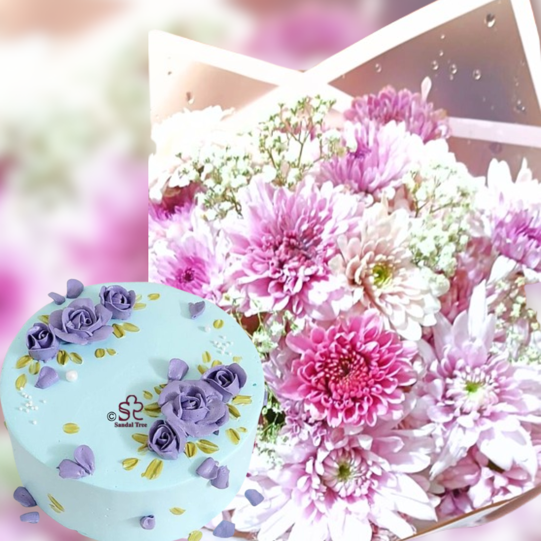 Elegant Pastel Dreams - (Only scheduled orders are accepted for the bouquet with the cake. Must contact us at 0760704183 2 days prior to ordering this product.)