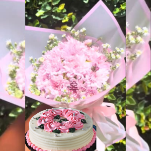 Garden Delight - (Only scheduled orders are accepted for the bouquet with the cake. Must contact us at 0760704183 2 days prior to ordering this product.)