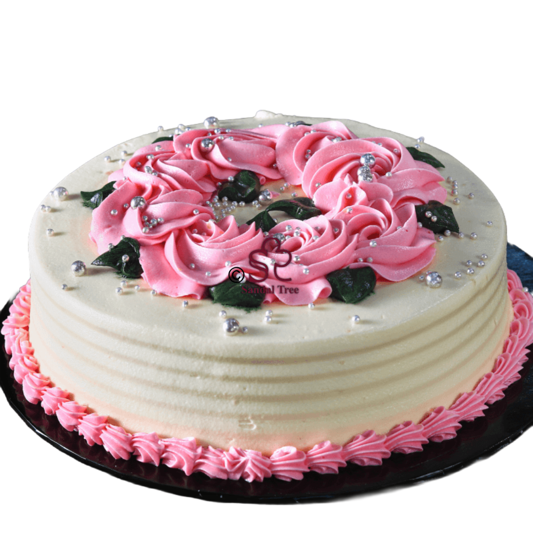 Pink Rosette Pearl Cake