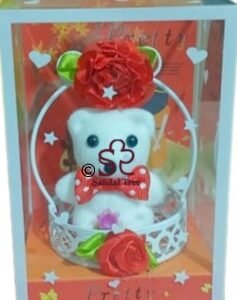 "Pretty" Red Rose Miniature Bear Display