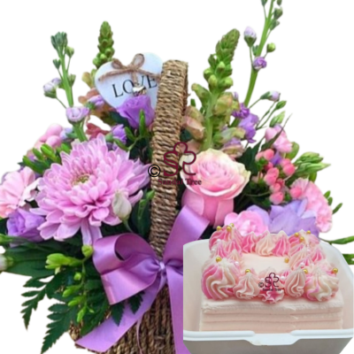 Sweet Love Pastel Rose & Cake Set