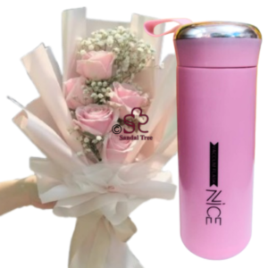 Elegant Pink rose  & Bottle