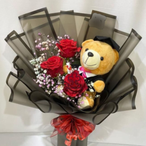Midnight Rose Graduation Plush Bouquet