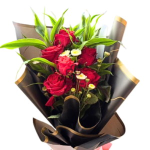 Midnight Crimson Rose Bouquet