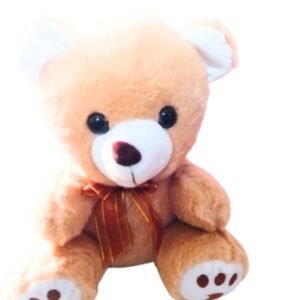 Classic Fluffy Brown Teddy Bear with Bronze Ribbon – Premium Plush