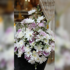 White and Light Purple Sevvandi Mal Pot for Vesak Poya Altar