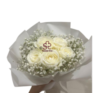 Pure White Rose Bouquet for Temple Puja and Poya Offerings