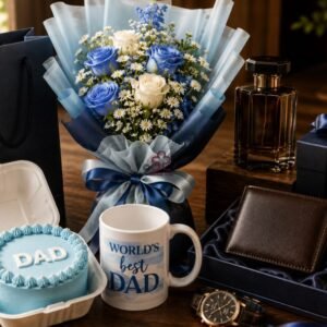 Father's Day Blue, White Rose & Utility Gift Box