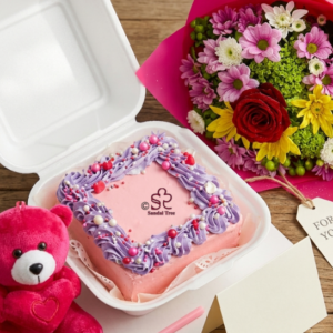 Festive Mixed Flower Bouquet with Bento Cake & Teddy Combo