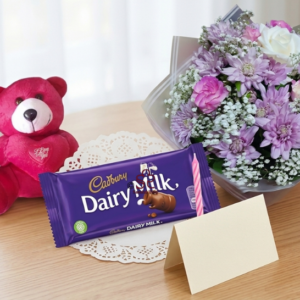 Soft Pastel Chrysanthemum Bouquet with Dairy Milk & Teddy Combo