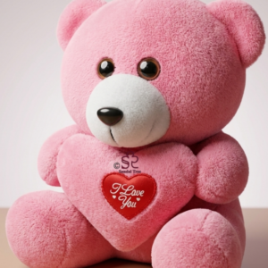 Soft Pastel Pink Plush Teddy Bear Holding "I Love You" Heart