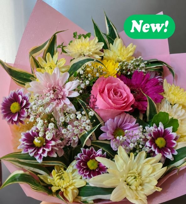 Pastel Garden Rose & Chrysanthemum Bouquet