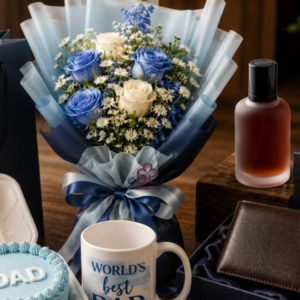Father's Day Blue, White Rose & Utility Gift Box
