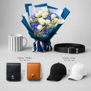 White & Blue Rose Premium Men's Day Gift Bundle (Rose Only)