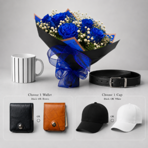 Blue Rose Black Wrap Men’s Day Gift Bundle (Rose Only)