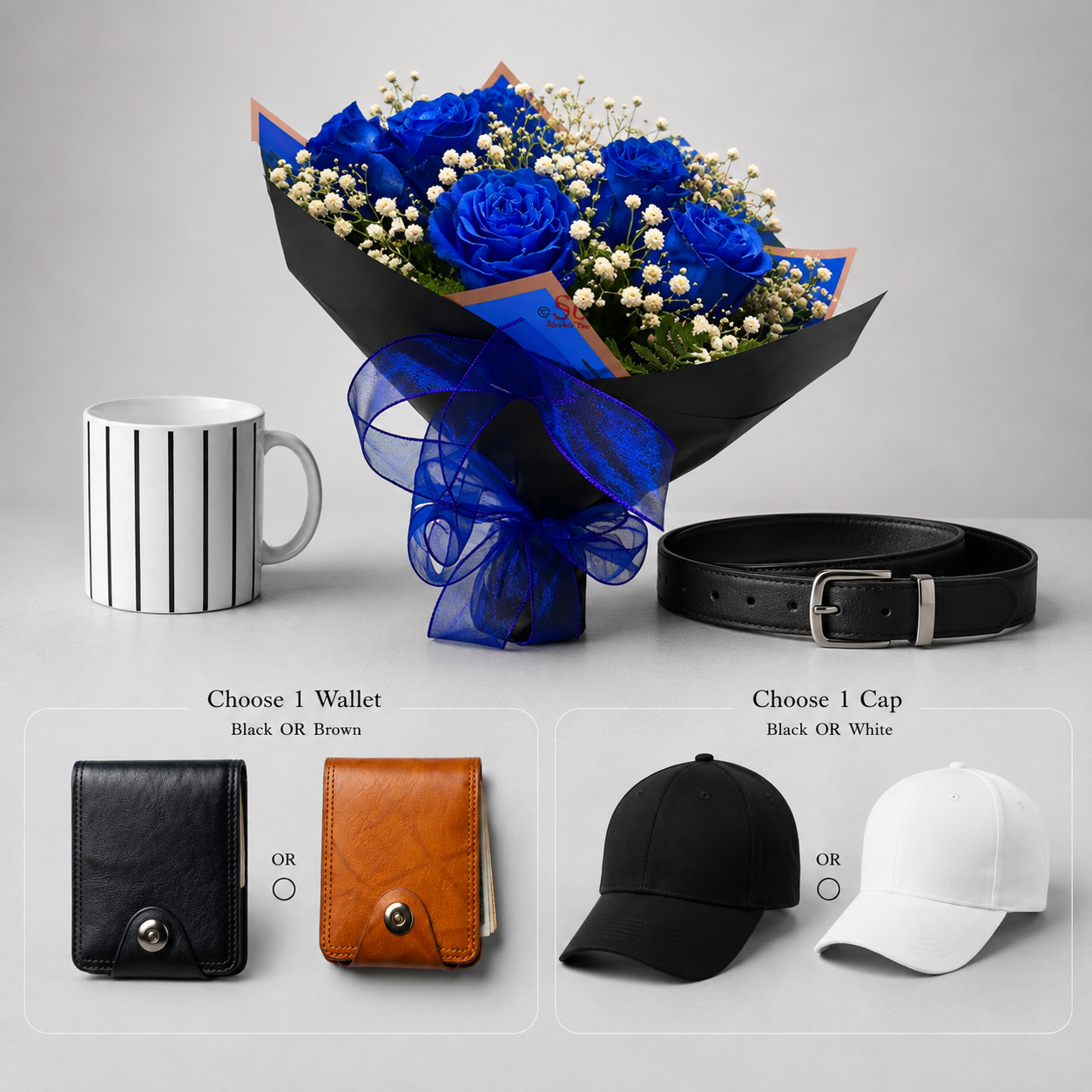 Blue Rose Black Wrap Men’s Day Gift Bundle (Rose Only)