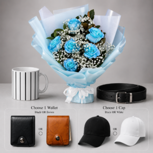 Light Blue Rose Luxury Men’s Day Gift Bundle
