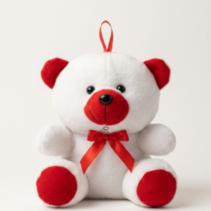 White & Red Accent Plush Teddy Bear