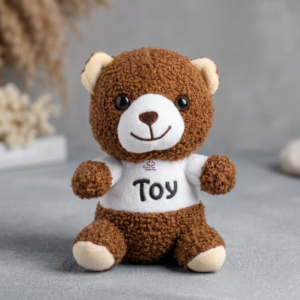 Curly Textured Brown Teddy Bear in "Toy" Tee
