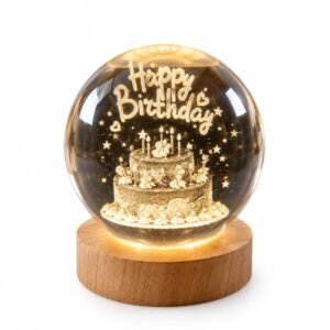 Happy Birthday Cake 3D Crystal Ball Lamp