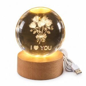I Love You Rose Bouquet Crystal Ball Light