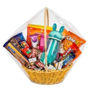 Bunny Ear Water Bottle & Chocolate Woven Gift Basket