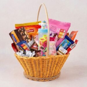 Open Woven Basket with Character Hair Accessories & Chocolates