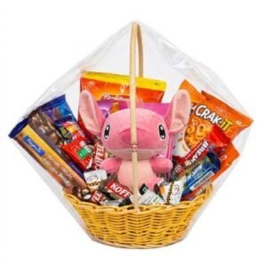 Pink stich & Treat Wicker Basket