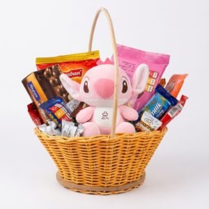 Pink Stitch Plush Woven Chocolate Basket