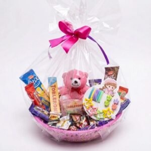Pink Teddy Bear Plush & Star Hair Clips Treat Hamper
