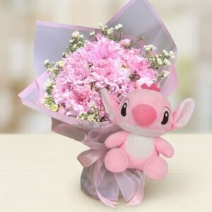 Pink Angel Plush Toy & Sweet Blush Gift Arrangement Bundle